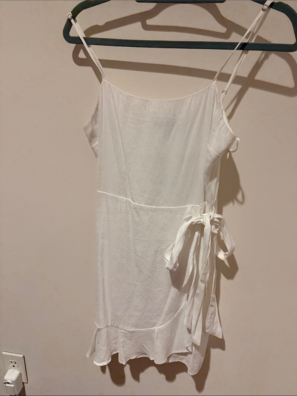Abbeline White Spaghetti-Strap Wrap Camisole
